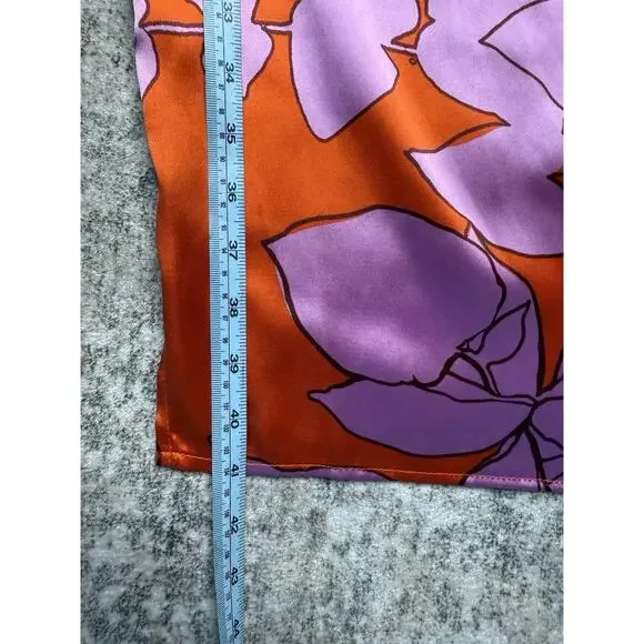 Christian Lacroix Midi Dress M Silky Satin Floral Cutout Resort Beach $460 - Picture 9 of 12